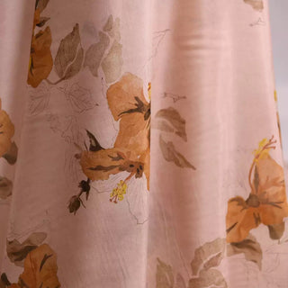 French Fashion Designer Floral Pink Non-Stretch Mulberry Silk Cotton Blended Plain Woven DS01647 -10 Momme