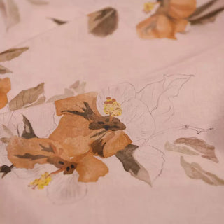 French Fashion Designer Floral Pink Non-Stretch Mulberry Silk Cotton Blended Plain Woven DS01647 -10 Momme