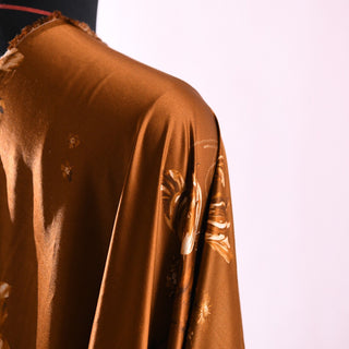 French Fashion Designer Floral Brown Non-Stretch Mulberry Silk Cotton Blended Satin DS01648 -21 Momme