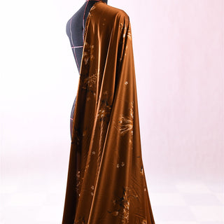 French Fashion Designer Floral Brown Non-Stretch Mulberry Silk Cotton Blended Satin DS01648 -21 Momme