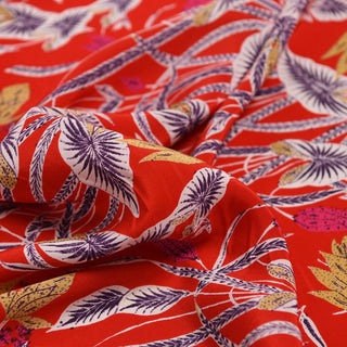 Diane von Furstenberg Floral Red Non-Stretch Mulberry Silk Crepe De Chine DS01650 -17 Momme