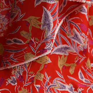 Diane von Furstenberg Floral Red Non-Stretch Mulberry Silk Crepe De Chine DS01650 -17 Momme