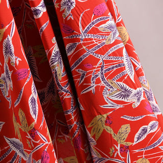 Diane von Furstenberg Floral Red Non-Stretch Mulberry Silk Crepe De Chine DS01650 -17 Momme
