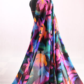 Diane von Furstenberg Floral Multi Color Non-Stretch Mulberry Silk Cotton Blended Plain Woven DS01651 -10 Momme