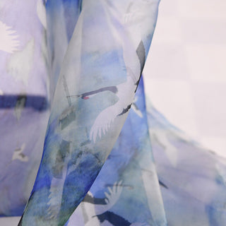 Italian Fashion Designer Animal Blue Non-Stretch Mulberry Silk Organza DS01652 -5 Momme