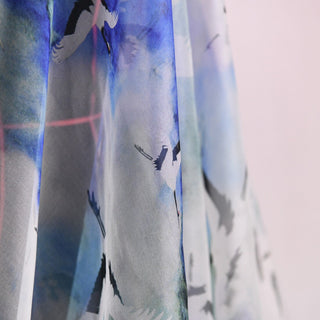 Italian Fashion Designer Animal Blue Non-Stretch Mulberry Silk Organza DS01652 -5 Momme