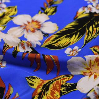 Diane von Furstenberg Floral Blue Non-Stretch Mulberry Silk Crepe De Chine DS01653 -16 Momme