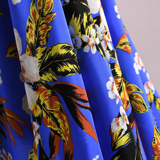 Diane von Furstenberg Floral Blue Non-Stretch Mulberry Silk Crepe De Chine DS01653 -16 Momme