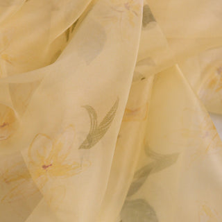 Zimmermann Floral Yellow Non-Stretch Mulberry Silk Organza DS01654 -6 Momme