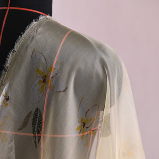 Zimmermann Floral Yellow Non-Stretch Mulberry Silk Organza DS01654 -6 Momme