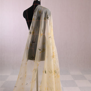 Zimmermann Floral Yellow Non-Stretch Mulberry Silk Organza DS01654 -6 Momme