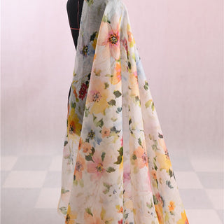 Zimmermann Floral Multi Color Non-Stretch Mulberry Silk Linen Blended Plain Woven DS01660