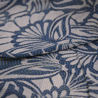 Japanese Designer Floral Blue Non-Stretch Cotton Mulberry Silk Blended Georgette DS01675 -14 Momme