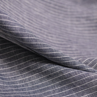 Australian Fashion Designer Stripes Blue Non-Stretch Hemp Oxford Chambray DS01676