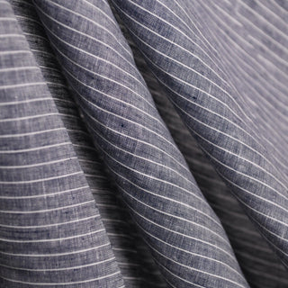 Australian Fashion Designer Stripes Blue Non-Stretch Hemp Oxford Chambray DS01676