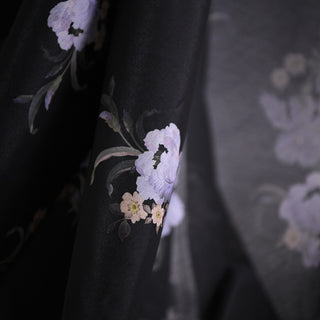 Australian Fashion Designer Floral Black Non-Stretch Polyester Organza DS01677