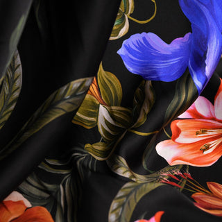 Italian Designer Floral Black Non-Stretch Tencel™ / Lyocell Satin DS01678