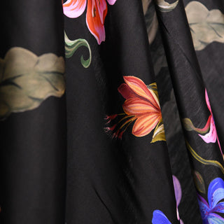 Italian Designer Floral Black Non-Stretch Tencel™ / Lyocell Satin DS01678