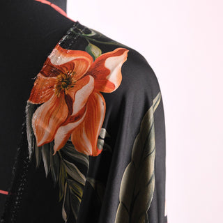 Italian Designer Floral Black Non-Stretch Tencel™ / Lyocell Satin DS01678