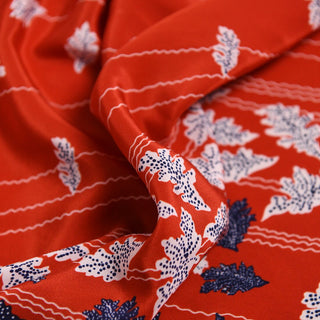 American Designer Botanical Red Non-Stretch Mulberry Silk Crepe De Chine DS01679 -16 Momme