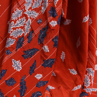 American Designer Botanical Red Non-Stretch Mulberry Silk Crepe De Chine DS01679 -16 Momme