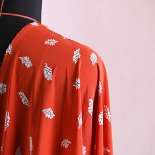 American Designer Botanical Red Non-Stretch Mulberry Silk Crepe De Chine DS01679 -16 Momme