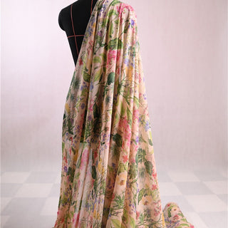 Japanese Designer Floral Pink Non-Stretch Mulberry Silk Georgette DS01683 -10 Momme
