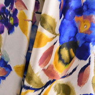 American Designer Floral Off-White Stretch Mulberry Silk Elastane Blended Charmeuse Satin DS01684 -19 Momme