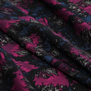 Japanese Fashion Designer Abstract Multi Color Stretch Mulberry Silk Elastane Blended Crepe De Chine DS02601 -23 Momme
