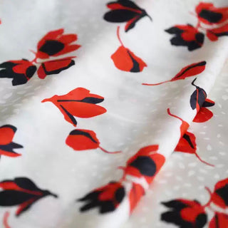 Japanese Fashion Designer Floral Off-White Non-Stretch Cupro Dobby Jacquard DS02602