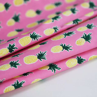 Korean Fashion Designer Fruits and Vegetables Pink Non-Stretch Cotton Elastane Blended Plain Woven DS02603