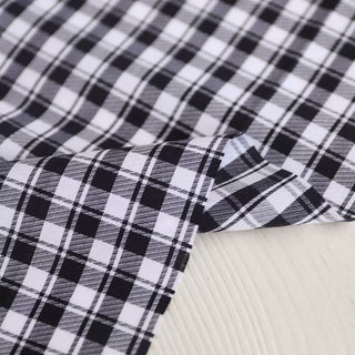 Yardblox Exclusive Italian Fashion Designer Plaid/Checkered Navy/White Non-Stretch Cotton Twill DS03451 - Yardblox Fabrics