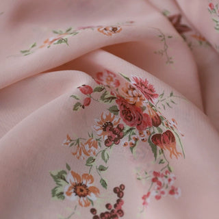 Italian Fashion Designer Floral Pink Non-Stretch Linen Viscose Blended Plain Woven DS03602