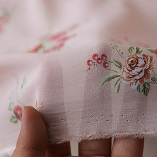 Italian Fashion Designer Floral Pink Non-Stretch Linen Viscose Blended Plain Woven DS03602