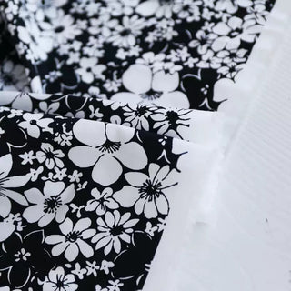Italian Fashion Designer Floral Black Non-Stretch Egyptian Cotton Broadcloth Poplin DS03603