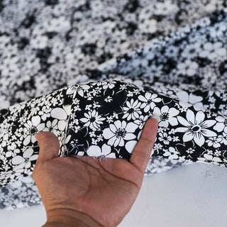 Italian Fashion Designer Floral Black Non-Stretch Egyptian Cotton Broadcloth Poplin DS03603