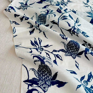 Made in Italy Albini Group Fruits and Vegetables Blue Non-Stretch Liquid Ammonia Mercerized Organic Cotton Plain Woven DS03605