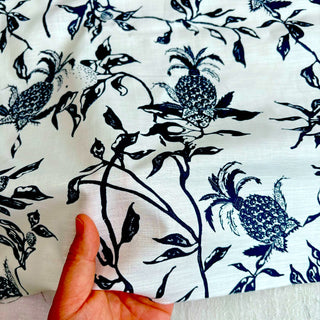 Made in Italy Albini Group Fruits and Vegetables Blue Non-Stretch Liquid Ammonia Mercerized Organic Cotton Plain Woven DS03605