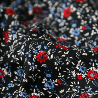 Italian Fashion Designer Floral Black Non-Stretch Cotton Tencel™ / Lyocell Blended Twill Poplin DS03611