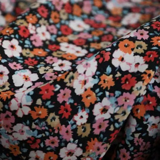 Japanese Fashion Designer Floral Black Non-Stretch Cotton Plain Woven DS03612