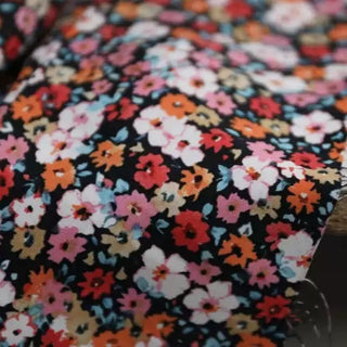 Japanese Fashion Designer Floral Black Non-Stretch Cotton Plain Woven DS03612