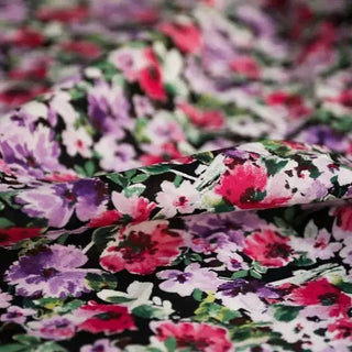 Japanese Fashion Designer Floral Black Non-Stretch Cotton Plain Woven DS03613