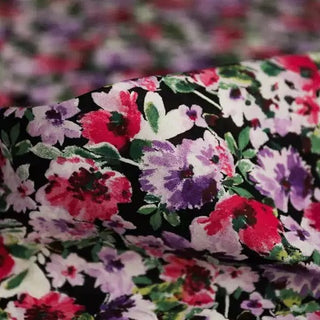 Japanese Fashion Designer Floral Black Non-Stretch Cotton Plain Woven DS03613