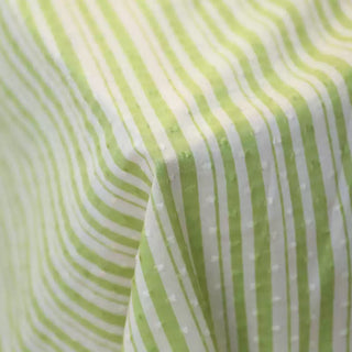Italian Fashion Designer Stripes Green Non-Stretch Cotton Dobby Jacquard DS03615