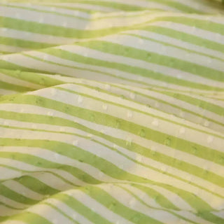 Italian Fashion Designer Stripes Green Non-Stretch Cotton Dobby Jacquard DS03615