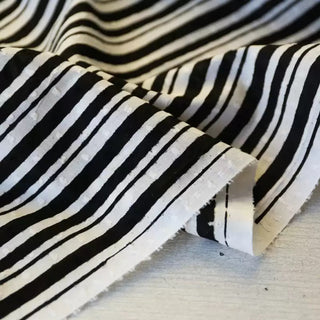 Italian Fashion Designer Stripes Black Non-Stretch Cotton Dobby Jacquard DS03616