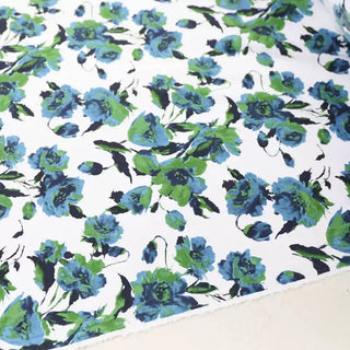 Italian Fashion Designer Floral White Non-Stretch Cotton Broadcloth Poplin DS03618