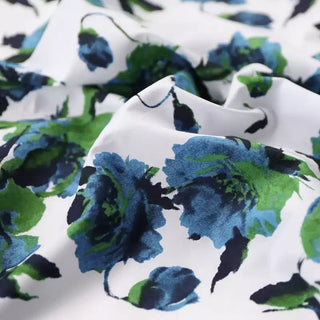 Italian Fashion Designer Floral White Non-Stretch Cotton Broadcloth Poplin DS03618