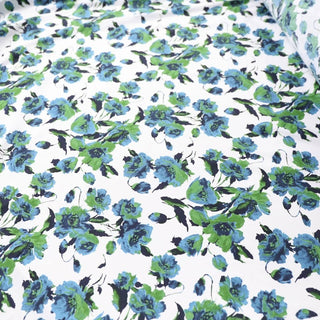 Italian Fashion Designer Floral White Non-Stretch Cotton Broadcloth Poplin DS03618