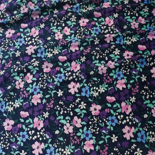 Italian Fashion Designer Floral Blue Non-Stretch Cotton Plain Woven DS03620